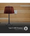 1,5W LED tafellamp, touch dimbaar, bruine kap - CCT, oplaadbaar, chroom, incl. batterij en USB-C