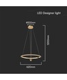45W LED pendel, Ø60cm, geborsteld goud - 5500lm, 3000K, designer hanglamp, IP20