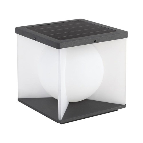 3W LED solar tuinlamp, Cube - IP65, 3000K, warm wit, zwart/wit, 20,5 x 20,5 cm