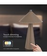 3W oplaadbare LED tafellamp, bruin - 3-in-1 CCT, dimbaar, touch control, USB-C, 4000mAh batterij