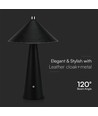 3W oplaadbare LED tafellamp met touch dim - 3-in-1 CCT, zwart leer, 4000mAh batterij, USB-C, 20x33 cm