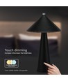 3W oplaadbare LED tafellamp met touch dim - 3-in-1 CCT, zwart leer, 4000mAh batterij, USB-C, 20x33 cm