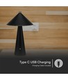 3W oplaadbare LED tafellamp met touch dim - 3-in-1 CCT, zwart leer, 4000mAh batterij, USB-C, 20x33 cm