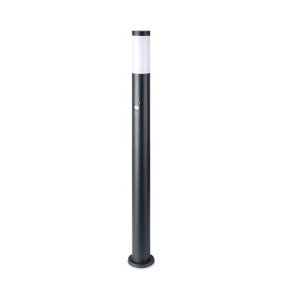 110cm E27 tuinlamp met sensor - IP44, roestvrij staal, antraciet, PIR sensor, zonder lichtbron