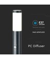 110cm E27 tuinlamp met sensor - IP44, roestvrij staal, antraciet, PIR sensor, zonder lichtbron