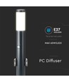 60cm tuinlamp met PIR sensor en 2 stopcontacten - E27 fitting, IP44, roestvrij staal, grijs, zonder lichtbron