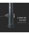60cm tuinlamp met PIR sensor en 2 stopcontacten - E27 fitting, IP44, roestvrij staal, grijs, zonder lichtbron