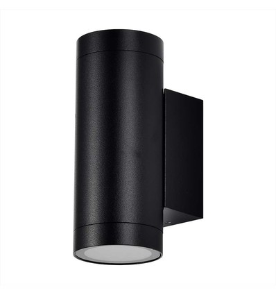 Zwarte Up/Down Wandlamp GU10 - Rond, Aluminium, IP54 buiten & binnen