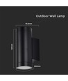 Zwarte Up/Down Wandlamp GU10 - Rond, Aluminium, IP54 buiten & binnen