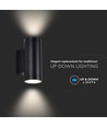 Zwarte Up/Down Wandlamp GU10 - Rond, Aluminium, IP54 buiten & binnen