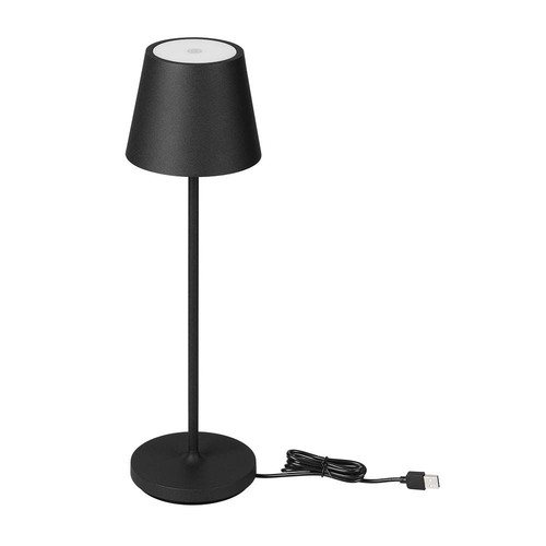 1,5W LED tafellamp, oplaadbaar - 3000K, IP54, touch dimbaar, zandzwart, incl. draadloos opladen