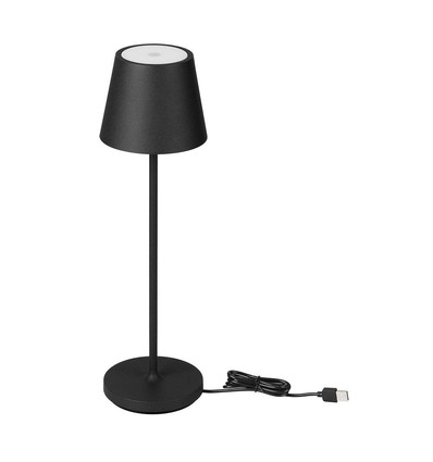 1,5W LED tafellamp, oplaadbaar - 3000K, IP54, touch dimbaar, zandzwart, incl. draadloos opladen