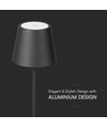 1,5W LED tafellamp, oplaadbaar - 3000K, IP54, touch dimbaar, zandzwart, incl. draadloos opladen