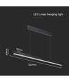 36W LED lineair pendelarmatuur - CCT, zwart, 2880lm, incl. draadophanging