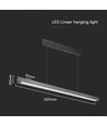 36W LED lineair pendelarmatuur, 3IN1 CCT - 2880lm, mat grijs, Samsung LED, incl. draadophanging