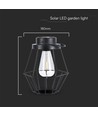 Hangende LED lantaarn op zonne-energie, 0,5W - Zwart metaal, vintage design, 2700K, IP44, 1.2V oplaadbaar, met hengsel