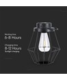 Hangende LED lantaarn op zonne-energie, 0,5W - Zwart metaal, vintage design, 2700K, IP44, 1.2V oplaadbaar, met hengsel