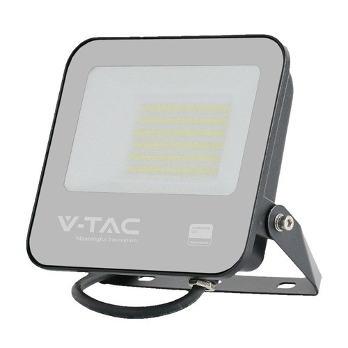 50W breedstraler - Samsung chip, 1m kabel, 6500K, zwart, werklamp, grijs matglas