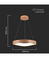 25W LED designer hanglamp in hout - Ø50cm, 3000K, witte behuizing, incl. lichtbron