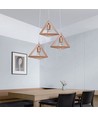 3xE27 Designer hanglamp pendelset hout - Bruin, 26x26cm, 1m snoer, zonder lichtbron