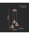 3xE27 Designer hanglamp pendelset hout - Bruin, 26x26cm, 1m snoer, zonder lichtbron