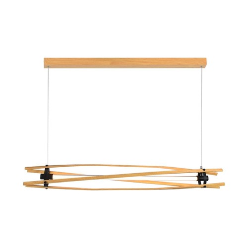 LED design hanglamp - 3000K, hout+zwarte behuizing