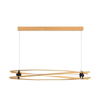 LED design hanglamp - 3000K, hout+zwarte behuizing