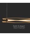 LED design hanglamp - 3000K, hout+zwarte behuizing