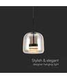6W Designer LED hanglamp - 750lm, metaal en glas, Ø23cm, in hoogte verstelbaar, incl. lichtbron