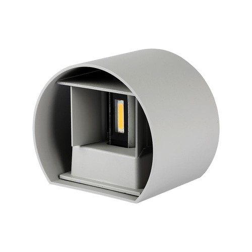 5W LED wandlamp met up/down licht - IP65 buiten, grijs, rond, 4000K, incl. lichtbron