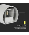 5W LED wandlamp met up/down licht - IP65 buiten, grijs, rond, 4000K, incl. lichtbron