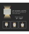 5W LED wandlamp met up/down licht - IP65 buiten, grijs, rond, 4000K, incl. lichtbron
