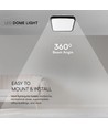 24W LED Koepellamp - Samsung Chip, 3000K, Vierkant, Zwarte Rand, IP44