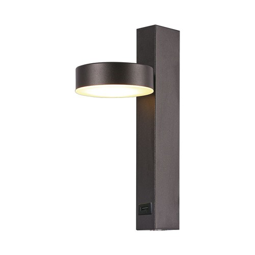 8W wandlamp met USB - 3000K, zwart, incl. lichtbron