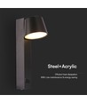 8W LED wandlamp met USB - 3000K, 900lm, IP20, zwart, draaibaar, binnen, incl. lichtbron