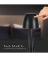 3W oplaadbare LED tafellamp, zwart - Dimbaar CCT, 3-staps touch, incl. USB kabel