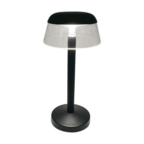 3W LED oplaadbare tafellamp, zwart - Ø13cm, 3-staps dimbaar, 3-in-1 CCT, incl. USB-C kabel