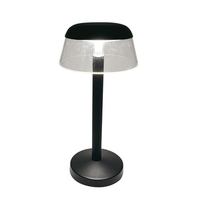 3W LED oplaadbare tafellamp, zwart - Ø13cm, 3-staps dimbaar, 3-in-1 CCT, incl. USB-C kabel