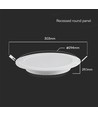 24W Ø29,5cm LED inbouwpanel - Samsung LED chip, 3000K, 110lm/W, Gat: Ø27,5-28 cm, Afm: Ø29,5 cm