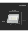30W LED breedstraler, 160lm/W - IP65, zwarte behuizing, grijs glas, 4000K, 5 jaar garantie