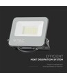 30W LED schijnwerper - 6500K, zwarte behuizing, grijs glas, 160lm/W