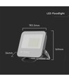 50W LED-breedstraler - 160lm/W, 4000K, Zwarte behuizing, grijs