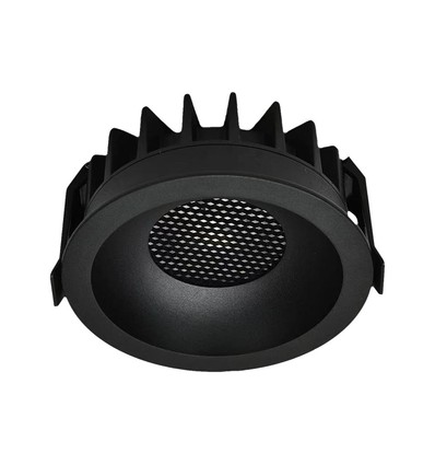12W Ø8,6cm Anti-verblinding CCT Downlight RA90 - Zaagmaat: Ø7,5 cm, Buitenmaat: Ø8,6 cm, 3 lichtkleuren, zwart front, Honeycomb