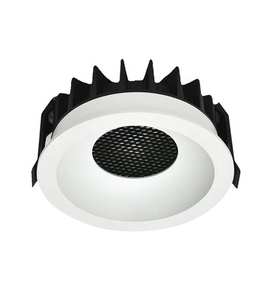 12W Ø8,6cm Anti-verblinding CCT Downlight RA90 - Zaagmaat: Ø7,5 cm, Afmetingen: Ø8,6 cm, 3 lichtkleuren, wit front, Honeycomb
