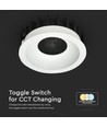 12W Ø8,6cm Anti-verblinding CCT Downlight RA90 - Zaagmaat: Ø7,5 cm, Afmetingen: Ø8,6 cm, 3 lichtkleuren, wit front, Honeycomb