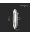 150W LED high bay, CCT - 82lm/W, Ø27,7cm, 3 lichtkleuren, IP20 binnen