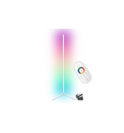 20 Watt hoeklamp met RGB-licht - Wit, 140 cm hoog, te bedienen met meegeleverde afstandsbediening