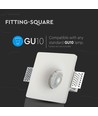 Vierkante GU10 gips inbouwspot - Wit, 123x123 mm gat, IP20, zonder lichtbron