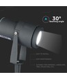 12W LED tuinspot met prikpen - IP65, Groene kleur, grijze behuizing, 20 graden, aluminium