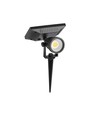 2W LED solar prikspot - IP65, zwart, 3.7V, schemersensor, COB LED, warm wit